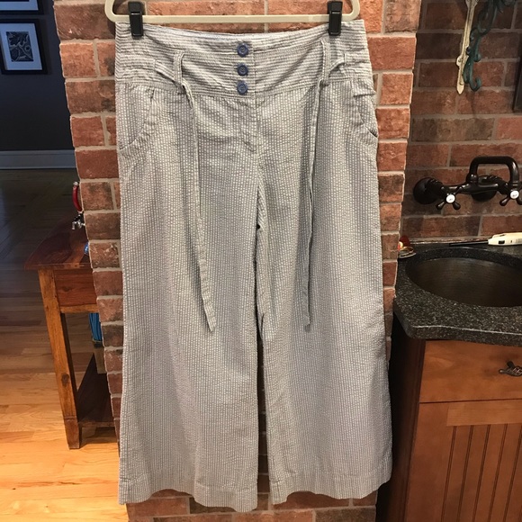 Anthropologie Pants - Anthropologie Elevenses seersucker wide leg pants